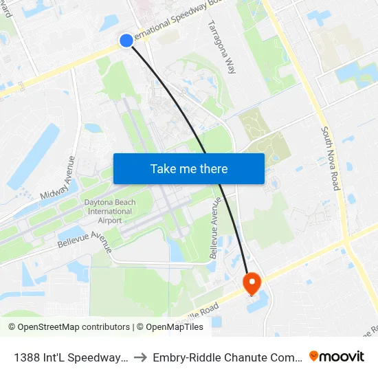 1388 Int'L Speedway Ob to Embry-Riddle Chanute Complex map