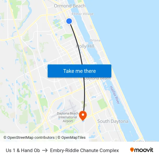 Us 1 & Hand Ob to Embry-Riddle Chanute Complex map