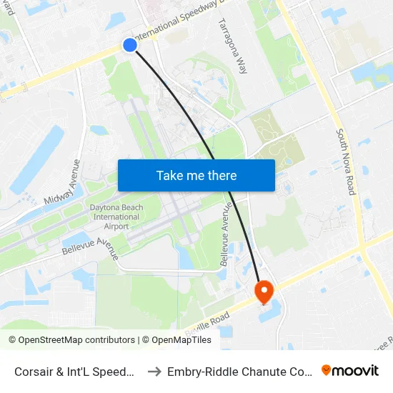 Corsair & Int'L Speedway Ib to Embry-Riddle Chanute Complex map
