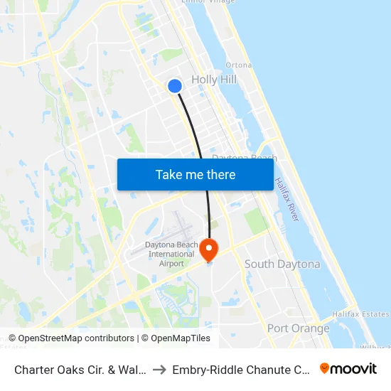 Charter Oaks Cir. & Walker Ob to Embry-Riddle Chanute Complex map
