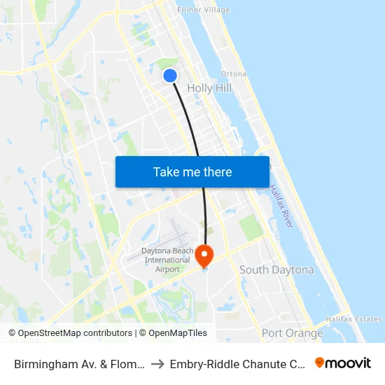 Birmingham Av. & Flomich Ob to Embry-Riddle Chanute Complex map