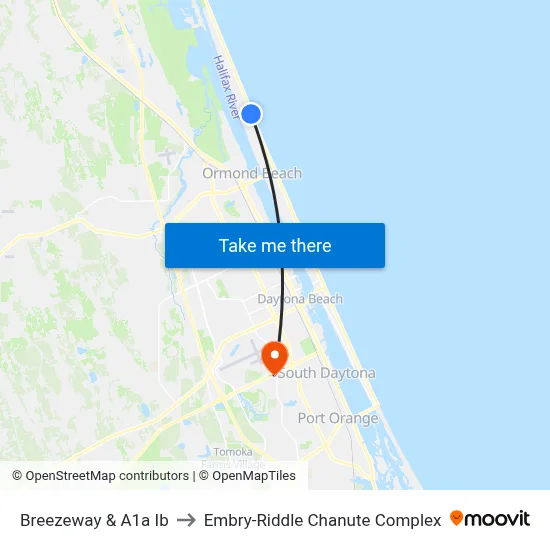 Breezeway & A1a Ib to Embry-Riddle Chanute Complex map