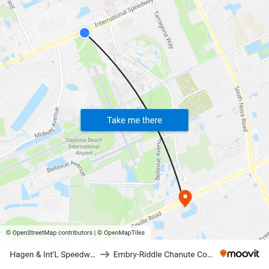 Hagen & Int'L Speedway Ib to Embry-Riddle Chanute Complex map