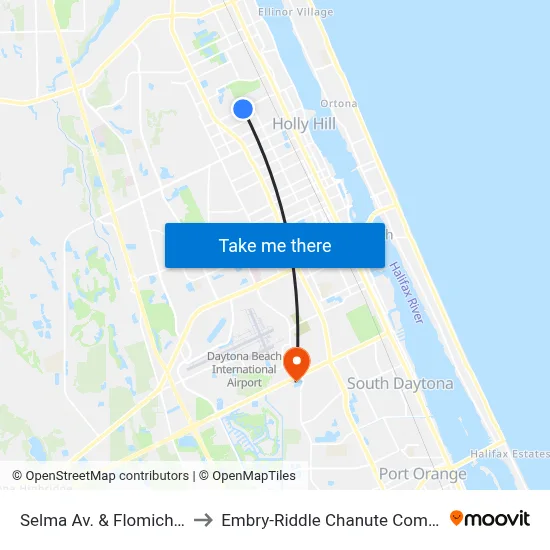 Selma Av. & Flomich Ob to Embry-Riddle Chanute Complex map