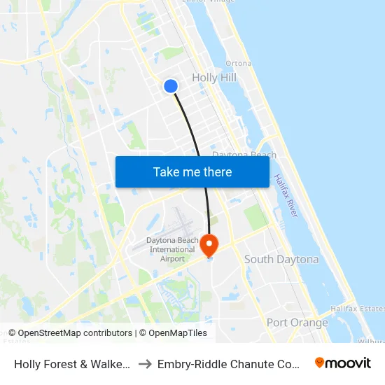 Holly Forest & Walker Ob to Embry-Riddle Chanute Complex map