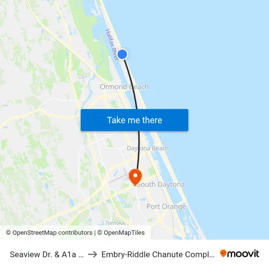 Seaview Dr. & A1a Ib to Embry-Riddle Chanute Complex map