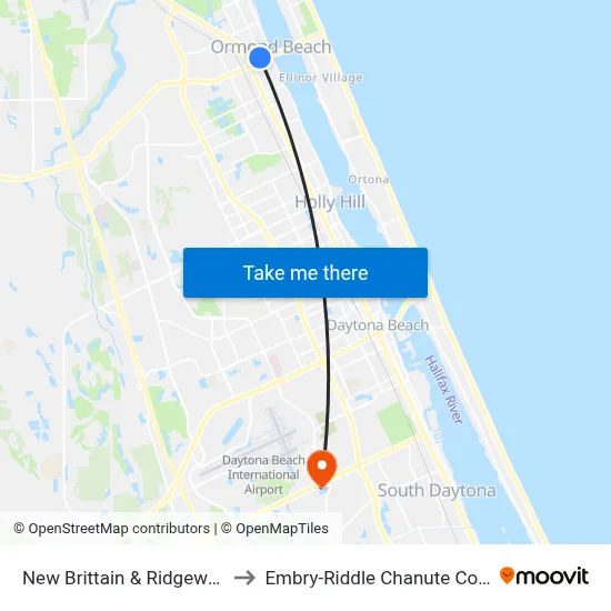 New Brittain & Ridgewood Ib to Embry-Riddle Chanute Complex map