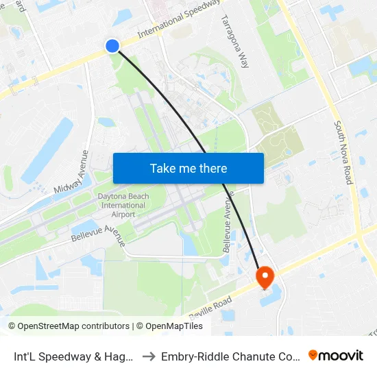 Int'L Speedway & Hagen Ob to Embry-Riddle Chanute Complex map