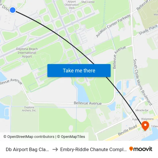 Db Airport Bag Claim to Embry-Riddle Chanute Complex map
