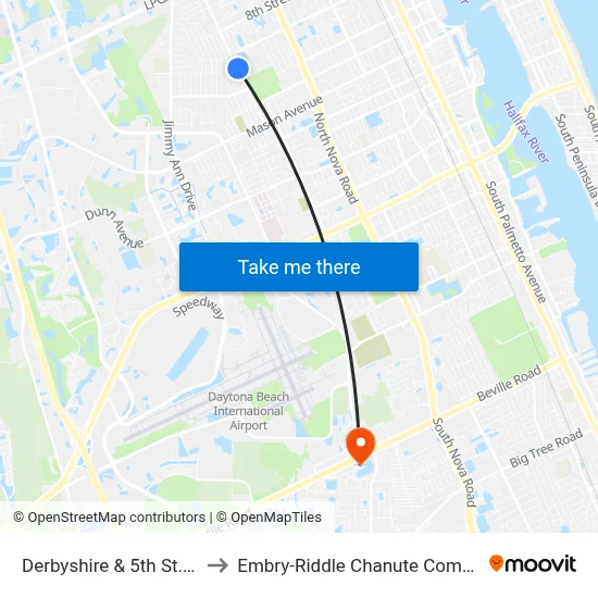 Derbyshire & 5th St. Ob to Embry-Riddle Chanute Complex map