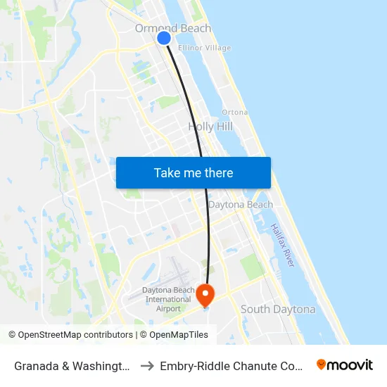 Granada & Washington Ib to Embry-Riddle Chanute Complex map