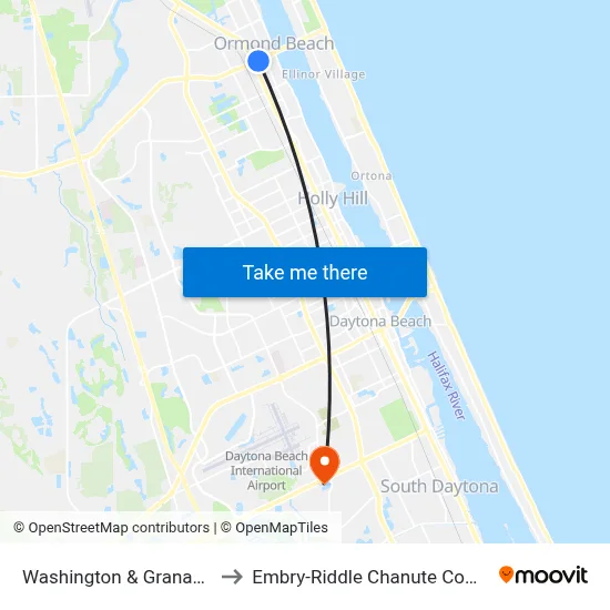 Washington & Granada Ib to Embry-Riddle Chanute Complex map