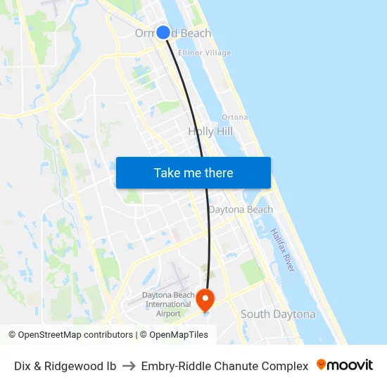 Dix & Ridgewood Ib to Embry-Riddle Chanute Complex map