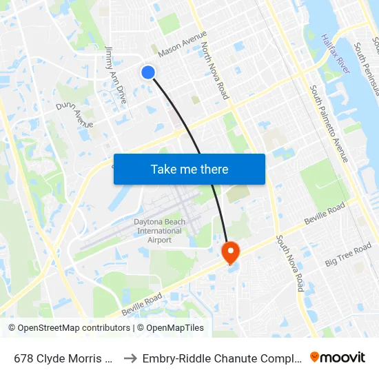 678 Clyde Morris Ob to Embry-Riddle Chanute Complex map