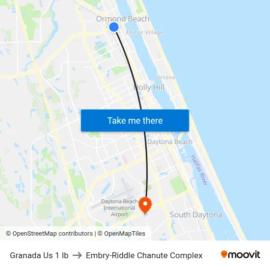 Granada  Us 1 Ib to Embry-Riddle Chanute Complex map