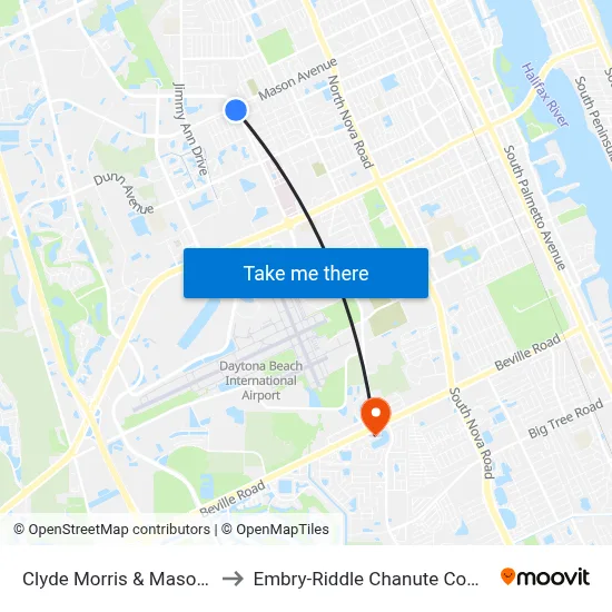 Clyde Morris & Mason Ob to Embry-Riddle Chanute Complex map