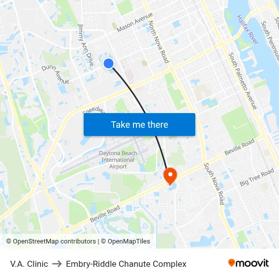 V.A. Clinic to Embry-Riddle Chanute Complex map