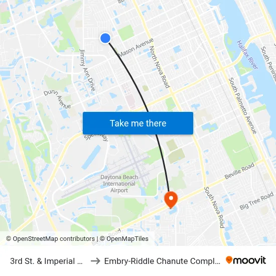 3rd St. & Imperial Ob to Embry-Riddle Chanute Complex map