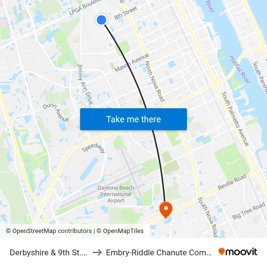 Derbyshire & 9th St. Ob to Embry-Riddle Chanute Complex map