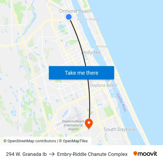 294 W. Granada Ib to Embry-Riddle Chanute Complex map