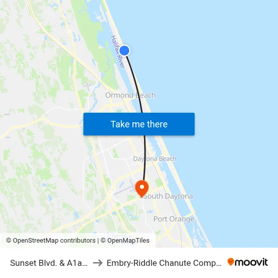 Sunset Blvd.  &  A1a Ib to Embry-Riddle Chanute Complex map