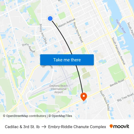 Cadilac & 3rd St. Ib to Embry-Riddle Chanute Complex map