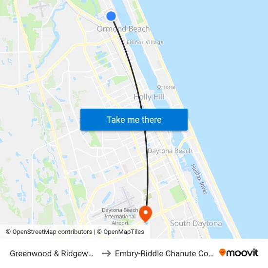Greenwood & Ridgewood Ib to Embry-Riddle Chanute Complex map
