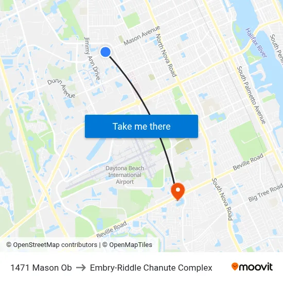 1471 Mason Ob to Embry-Riddle Chanute Complex map