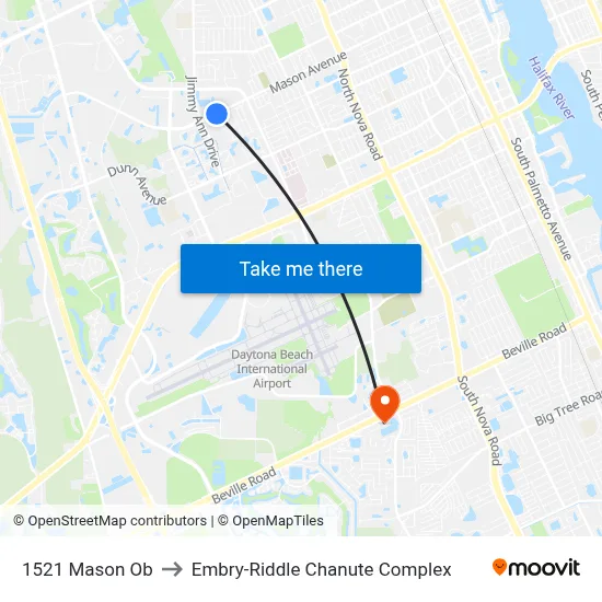 1521 Mason Ob to Embry-Riddle Chanute Complex map