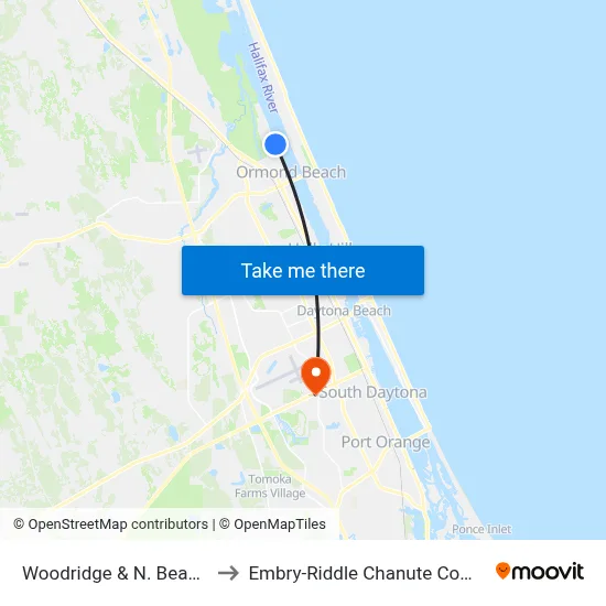 Woodridge & N. Beach Ib to Embry-Riddle Chanute Complex map
