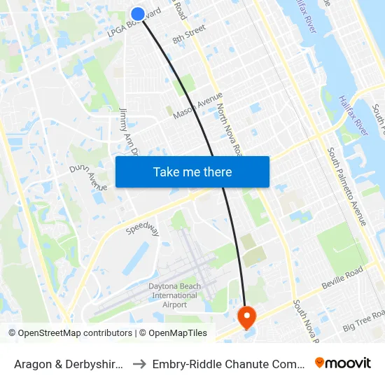 Aragon & Derbyshire Ib to Embry-Riddle Chanute Complex map