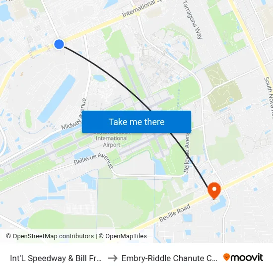 Int'L Speedway  & Bill France Ib to Embry-Riddle Chanute Complex map
