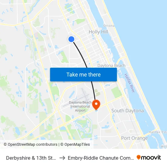 Derbyshire & 13th St. Ob to Embry-Riddle Chanute Complex map