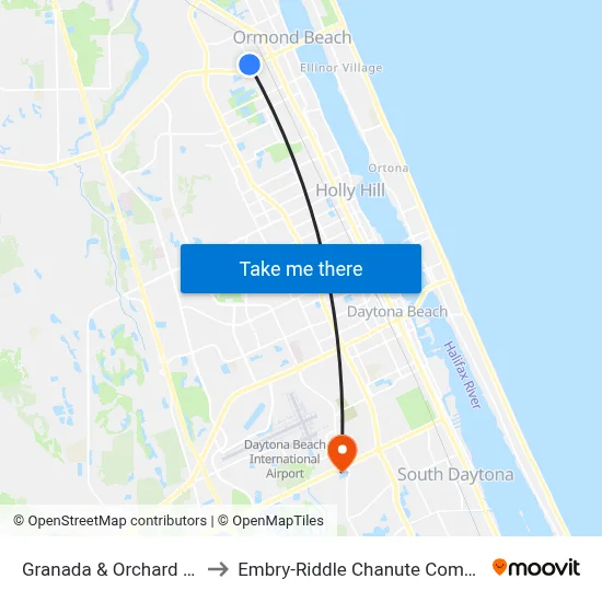 Granada & Orchard  Wb to Embry-Riddle Chanute Complex map