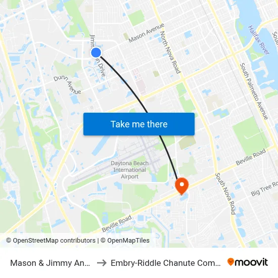 Mason & Jimmy Ann Ib to Embry-Riddle Chanute Complex map