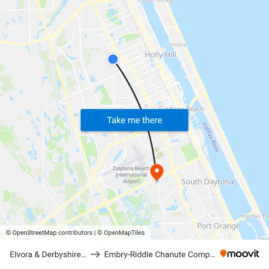 Elvora & Derbyshire Ib to Embry-Riddle Chanute Complex map