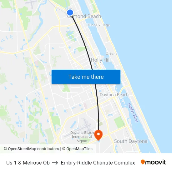 Us 1 & Melrose Ob to Embry-Riddle Chanute Complex map