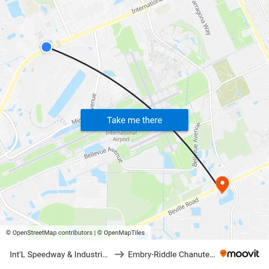 Int'L Speedway & Industrial Pwky Ob to Embry-Riddle Chanute Complex map