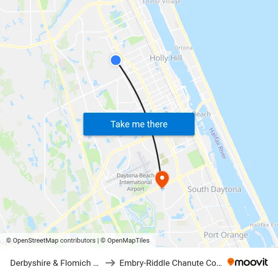 Derbyshire & Flomich St. Ob to Embry-Riddle Chanute Complex map