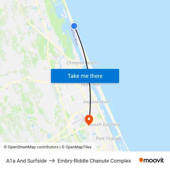 A1a And Surfside to Embry-Riddle Chanute Complex map