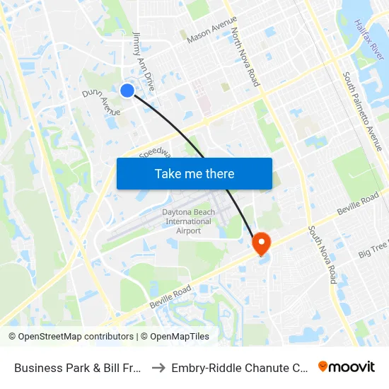 Business Park & Bill France Ib to Embry-Riddle Chanute Complex map