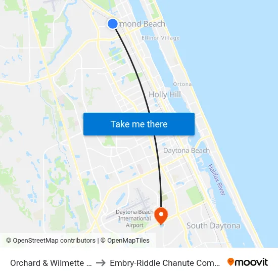 Orchard & Wilmette Ob to Embry-Riddle Chanute Complex map