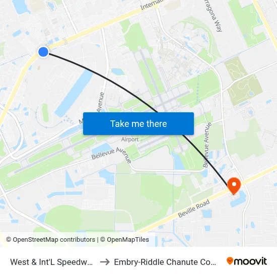 West & Int'L Speedway Ib to Embry-Riddle Chanute Complex map