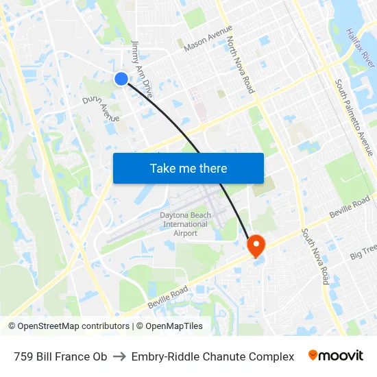 759 Bill France Ob to Embry-Riddle Chanute Complex map