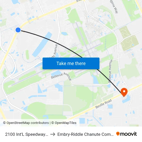 2100 Int'L Speedway Ob to Embry-Riddle Chanute Complex map