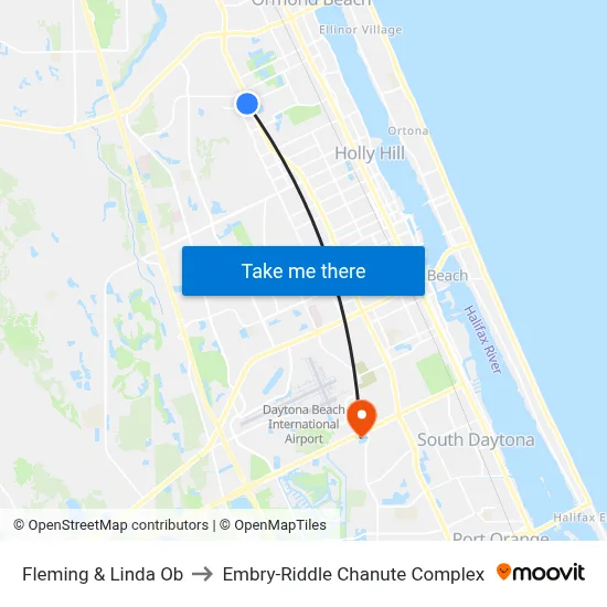 Fleming & Linda Ob to Embry-Riddle Chanute Complex map