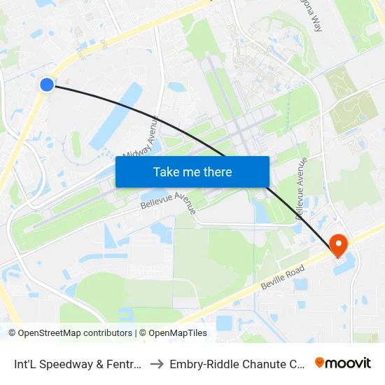 Int'L Speedway & Fentress Ob to Embry-Riddle Chanute Complex map