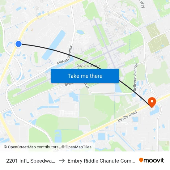2201 Int'L Speedway Ib to Embry-Riddle Chanute Complex map