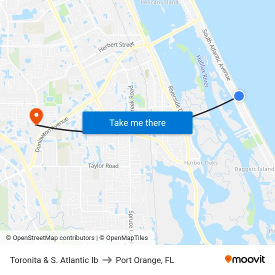 Toronita & S. Atlantic Ib to Port Orange, FL map