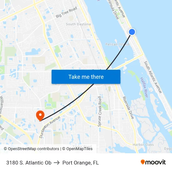 3180 S. Atlantic Ob to Port Orange, FL map